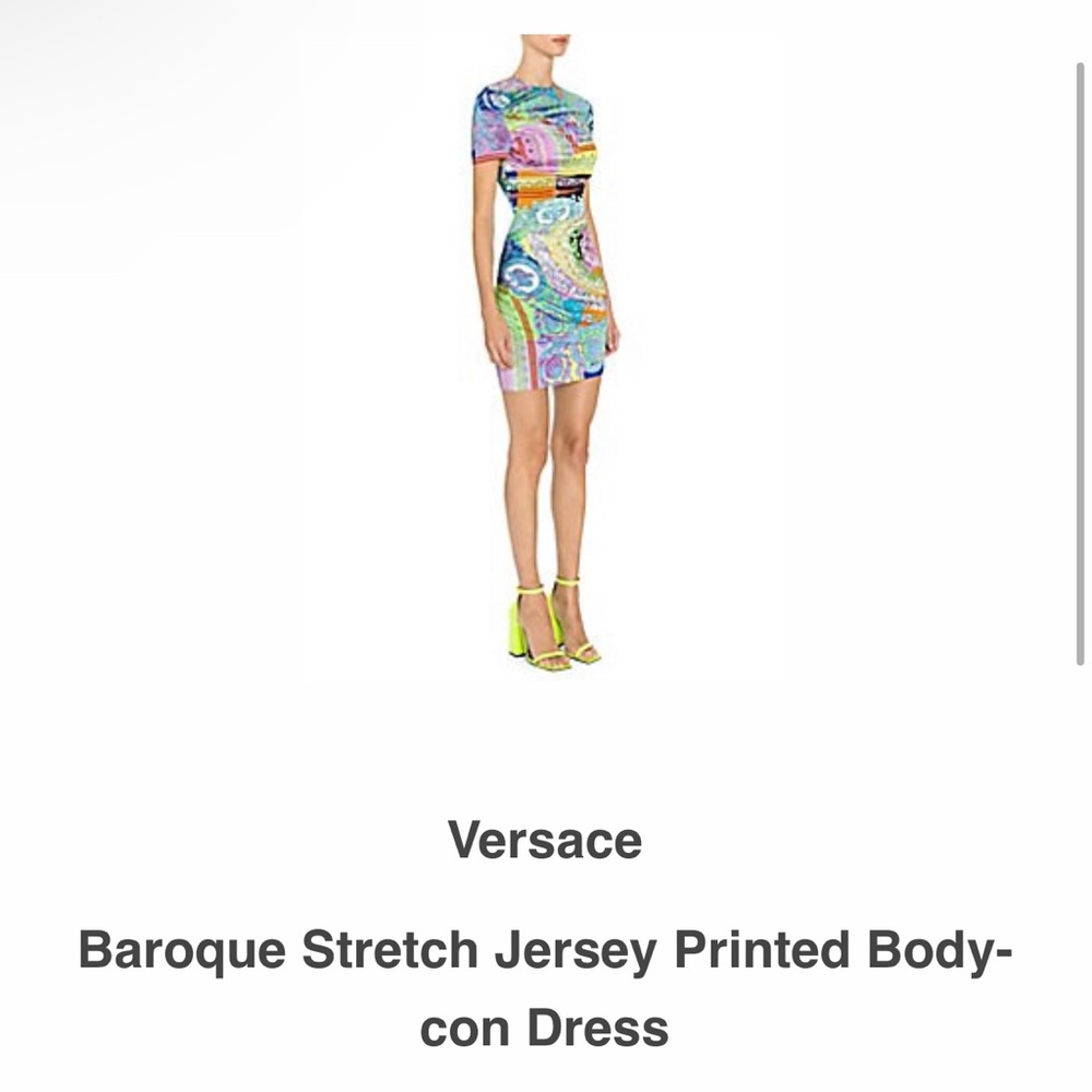 VERSACE Baroque Stretch Jersey Printed Body-con Dress - size 42